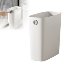 Slim Open Top Plastic Bathroom Trash Can, Small Wastebasket for Bedroom Living Room Office Kitchen Indoor Use (white,10.6*5.1*11in)