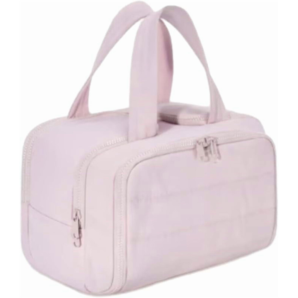Large Capacity Waterproof Travel Toiletry Bag, Wide-Open Flat Design with Compartments, Pink â Compatible with All Toiletries