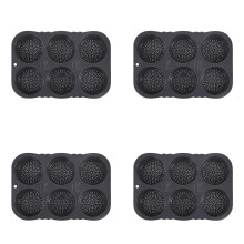 6-Cavity Nonstick Silicone Hamburger Bun Pan, Heat Resistant, Compatible with Home Ovens