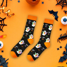Funny Cartoon Skateboard Print Unisex Knee High Socks Casual Stockings For Men And Women Comfortable Breathable Daily Wear