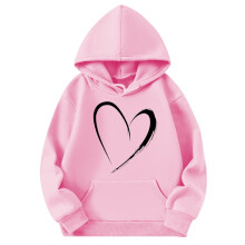 Womens Heart Hoodies Fashion Casual Loose Printed Off Shoulder Sleeves Long Sleeved Hooded Sweatshirt Tops