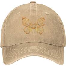 Baseballkappe aus gewaschenem Denim mit Schmetterlings- und Tigermotiv – verstellbar