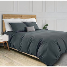 Grey Queen Duvet Cover Set (1 cover + 2 shams), microfiber with zipper, luxury comforter cover—comforter not included