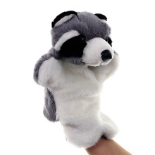 Medium Size Gray Civet Hand Puppet for 3-5 Years, Realistic Animal Doll, Soft Plush Role Play Interactive Storytelling Toy