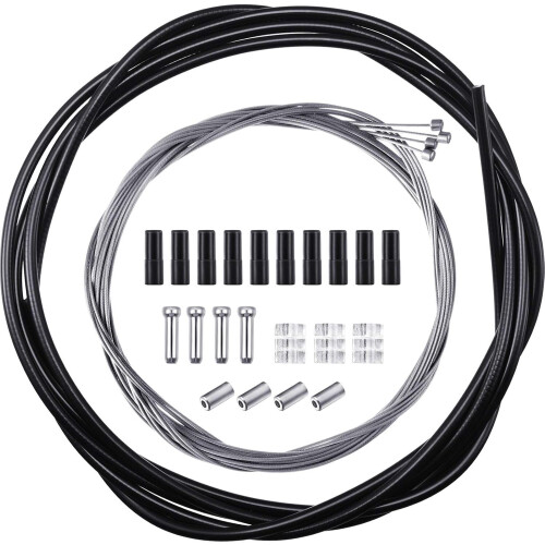 4-Pack Bike Brake/Shift Cable Kit, Universal for Mountain & Road Bikes, Compatible with Shimano/SRAM, Black