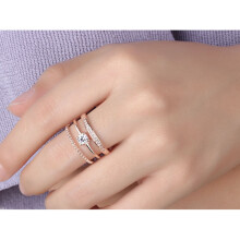 Verstelbare bronzen ring met strasssteentjes voor dames