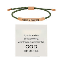 Pulsera "Dios tiene el control" de acero inoxidable ajustable