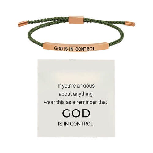 Pulsera "Dios tiene el control" de acero inoxidable ajustable