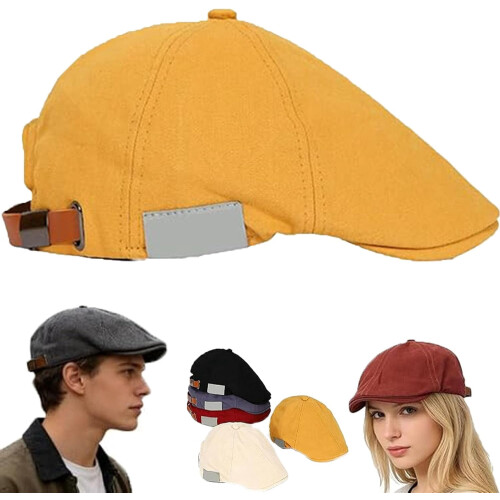 Retro Vintage Baret Hat – Justerbar Bomuld-Lær,