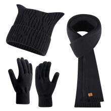 Ensemble bonnet, écharpe et gants en maille torsadée pour femme