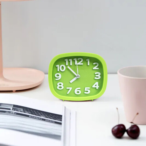 Silent Quartz Desk Clock – Non-Ticking, Easy-Read Dial, Modern Home/Office Decor – White Hands