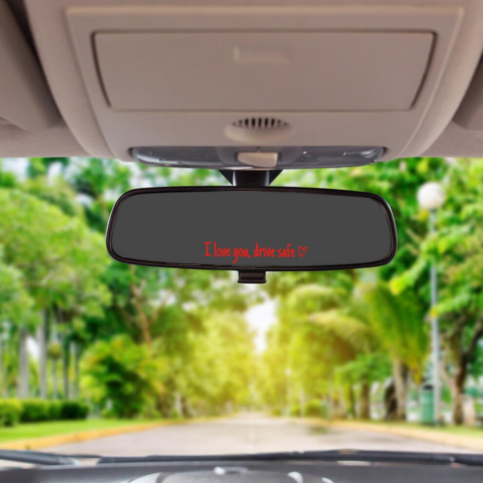 I Love You Driving Safe Mirror Sticker Â Heart Vinyl Decal For Rearview Mirror, Car Window, Laptop, Tumbler (Red), Removable & Waterproof Red 9557311421440