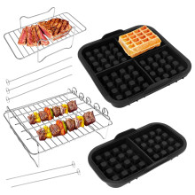 Assorted Sizes Rectangular Waffle Mold, Temperature Resistant Air Fryer Basket Stand, for Double Basket 3000 Series 6L/3L