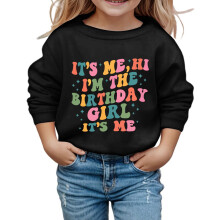 Birthday Girls Sweatshirt Casual Pullover Soft Comfortable Long Sleeve Top Daily Wear Crewneck Letter Printed Trendy Tops