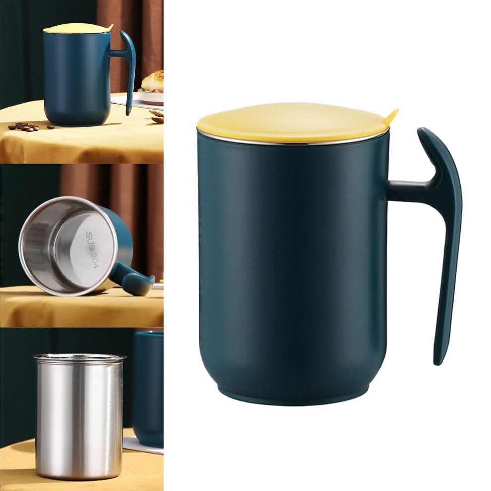 Vestitly Anti-Spill Coffee Mug for Elderly & Pregnant Women, Stainless Steel, Handle, Non-Overflow, Green, 3.34x4.92 in, Compatible with Daily Use