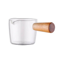 Enamel Milk Pot with Wooden Handle & Dual Spout, Nonstick Small Saucepan for Stove – Compatible with Gas/Electric