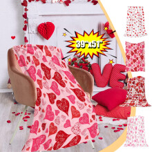Flannel Fleece Throw Blanket – Sweet Love Retro Heart Theme, Valentine's/Christmas Lightweight Soft Warm Blanket for Couch, Sofa, Bed, Chair –