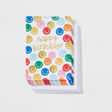 Happy Birthday! Smiley Cards Birthday Card Pack for Kids, Boys & Girls, Includes Envelopes, Multicolored