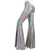 Women Sequins Flared Pants Bells Bottom Sparkly glitters High Waist Leg Bells Bottom Wide Leg Palazzo Pants