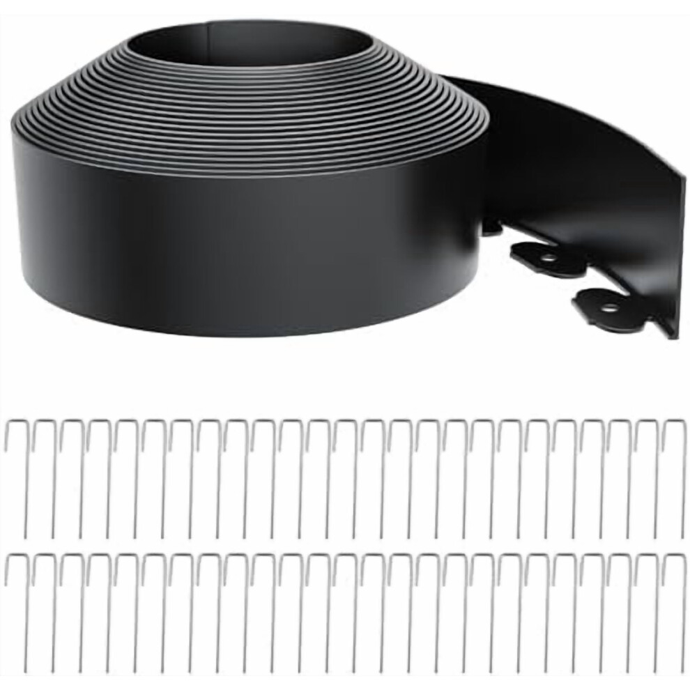 40Ft Landscape Edging (4") With 50 Metal Spikes Â Plastic Garden Border For Lawn, Flower Beds & Yard 9557311424809
