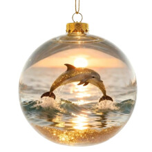 Pekkaxy 2026 Marine & Forest Glass Ornaments – Handcrafted Clear Hummingbird Crystal Baubles, Holiday Tree Decor, Compatible with Standard Hooks