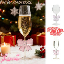 1 Pack Bow Champagne Glasses for Valentine's Day – Borosilicate Crystal Toast Flutes, Romantic Gift & Decor, Compatible with Standard Holders