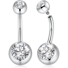 2pcs Belly Button Ring Belly Button Piercing Belly Rings Internally Threaded Cube Zircon Navel Piercing Jewelry 14G 8-16mm