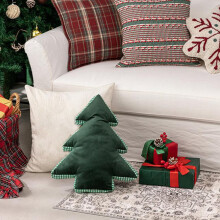 2025 Christmas Embroidered Pillow – Snowflake/Candy Cane Shape, Dark Green, with Insert, for Living Room, Bedroom & Outdoor Holiday Decor