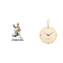 Clown Sculpture and Nordic Minimalist Wall Clock Ornament for Dining Room Table Centerpiece Bedroom Office Home Decor Gift