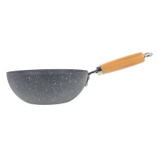Small Iron Wok Pan with Marble Texture for Kitchen Cooking and Stir Fry