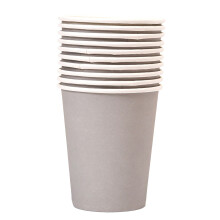 10 Pcs 9 oz Gray Paper Cups for Hot & Cold Drinks, Disposable Coffee/Tea/Water Cups for Home, Office, Party, Travel