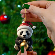Cute Cartoon Panda Christmas Ornament – Acrylic Hanging Pendant for Tree, Window, Car, Backpack, Gift Exchange & White Elephant Party (F),