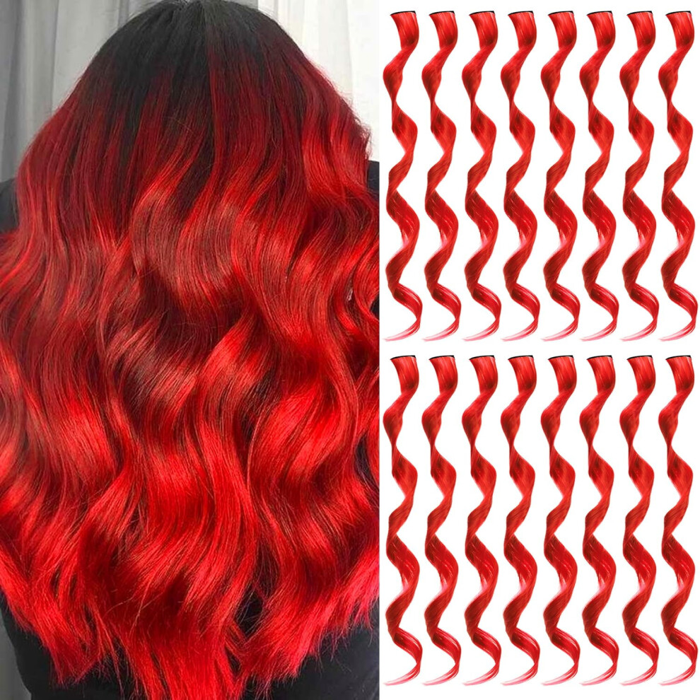 Colorful Curly/Wavy Clip-In Hair Extensions for Girls & Women â 22-Piece Rainbow Synthetic Set, Compatible with Kids' Parties, Christmas Gifts