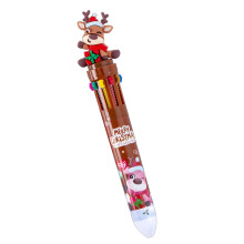 Christmas Themed Multi-Color Ballpoint Pens – Santa, Tree, Reindeer, Snowman Designs, Smooth Writing, Multi-Ink, Student Stationery