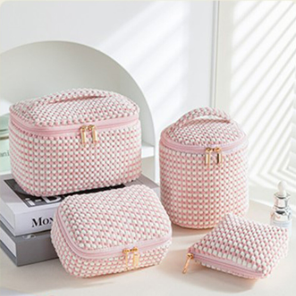 Travel Portable Velvet Corduroy Makeup Toiletry Bag Set Large Opening Multi Purpose Pouches For Organized Storage
