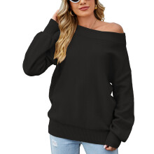 Haut à ourlet côtelé pour femme, sweat-shirt oversize, manches épaules tombantes, t-shirt ample sans bretelles, style polyvalent, pull doux et