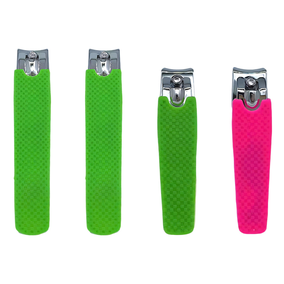 4Pcs Nail Clippers for Women,Stainless Steel Nail Clippers for Women,Silicone Handle Fine Blade Nail Trimmer,Mix3