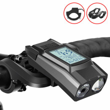 Luces para bicicleta Faro delantero para bicicleta Velocímetro Bocina Lámpara delantera recargable multifuncional 3 en 2 Accesorios para ordenador