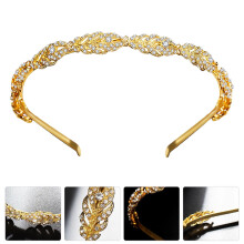 Luxe bruidshoofdband van legering, gouden haaraccessoire voor bruiloften met strass-steentjes.