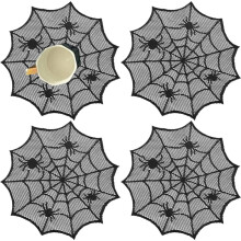 Spider Web Lace Placemats Black Gothic 4 pcs