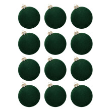 12 Pieces Velvet Christmas Ball Ornaments Christmas Tree Decor Elegant Sturdy Decorative Hanging for Party Home Wedding Decor Dark Green