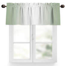 Saliegroene volant van 60x18 inch, met witte tunnelzoom met kleurverloop, lichtdoorlatend – geschikt voor standaard gordijnroden.