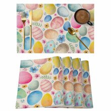 Påskäggsplacemats vintage blommig blå rosa orange set med