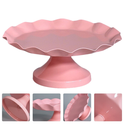 Présentoir à gâteaux rond en métal rose (1 pièce)