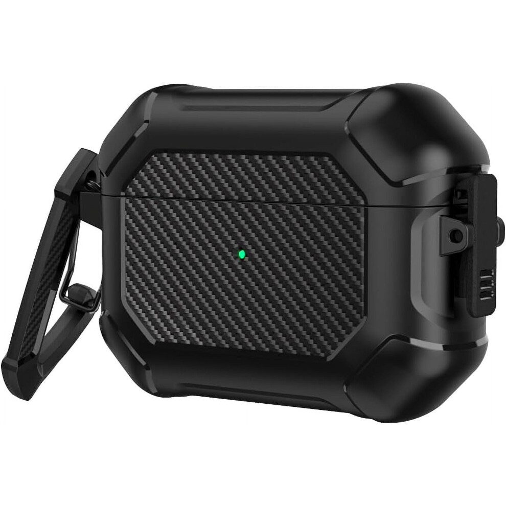 Compatible With Airpods Pro 2 Compatible With Apple Case Protector With Keychain Hook & Lock Tpu Shockproof Case Hard Shell (Black) Black 9551475052380