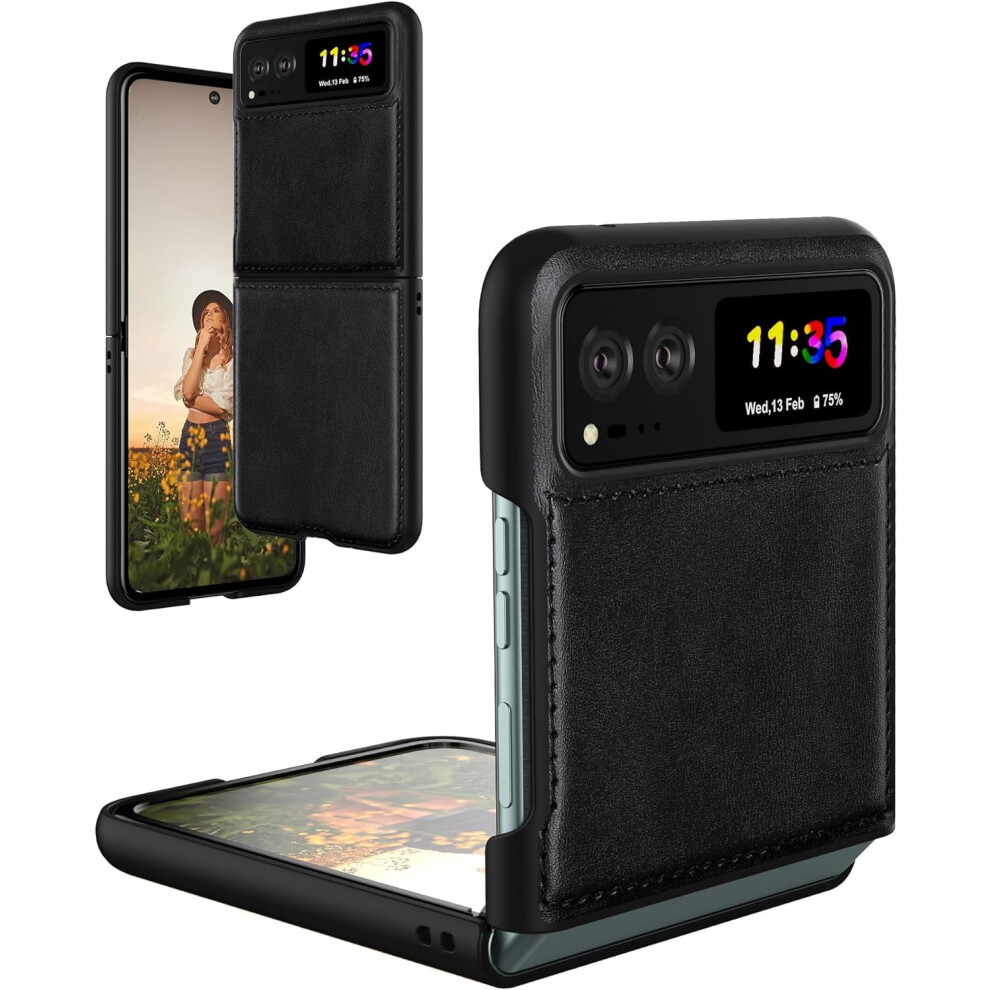 Leather Case For Motorola Razr 2023, Ultra Thin Slim Durable Protective Phone Case Cover - Black 9551475051758