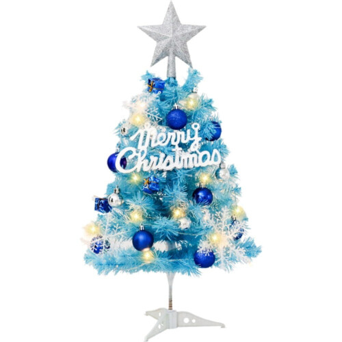 Mini Blue Christmas Tree with LED Lights 12 inches