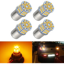 4 lampadine LED 1156 per luci di retromarcia/posteriori/freni/indicatori di direzione per auto – 12V, super luminose, giallo ambra, compatibili con