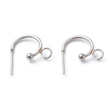 Non-Tarnish 304 Stainless Steel Half Hoop Earrings Stainless Steel color 15.5x12.5x2.4mm Pin: 0.7mm 304 Stainless Steel