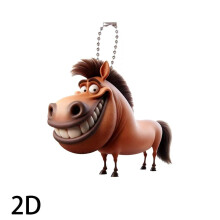 Big Mouth Horse2D akril rajzfilmmintás autó visszapillantó tükör függő ajándék dekoráció barát autó kulcstartó medál